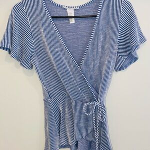 Caution To The Wind Blue and White Striped Top